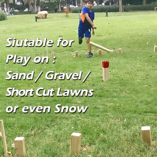 Kubb Spiel-Wurfspiel- Hartholz Wikinger Spiel-Premium Kautschukholz Hinterhof-Wurfspielzeug (mit Tragetasche, Regulation Size)