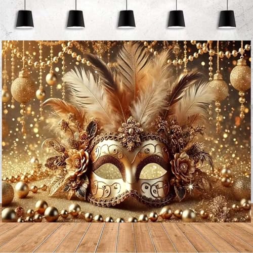 Fondo Fotográfico Glitter Gold Mask 210x150cm miniatura 1