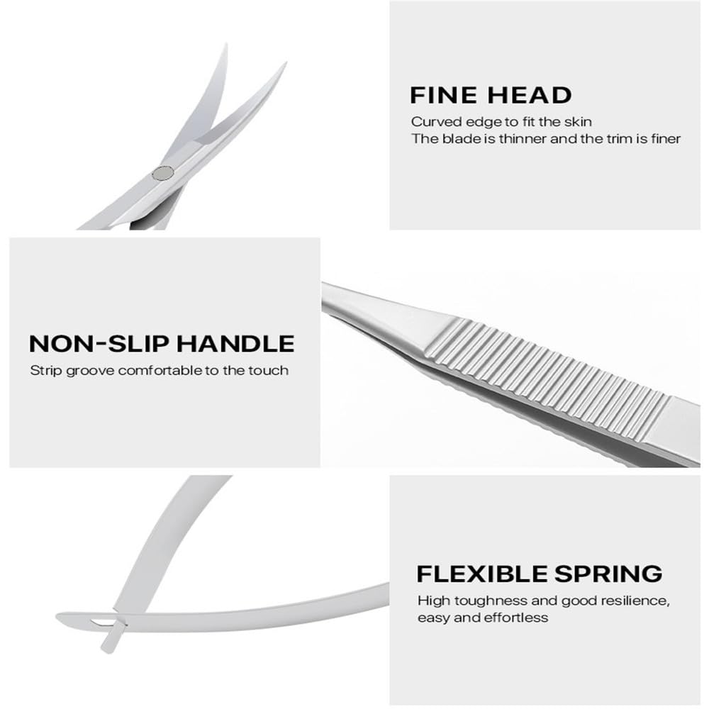 Maniküre-Schere, Ellenbogenschere, professionelle Nagelknipser aus Edelstahl, Salon-Maniküre-Werkzeuge, Silber, C