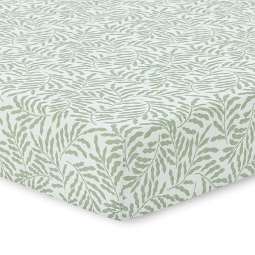 Image of Dreamology Standard Muslin Crib Sheets,100% Cotton Muslin Crib Sheet,1 Pack, Baby Crib Sheet Girls, Boys, 100% Cotton Crib Sheets Fitted, 52x28 Crib Mattress Sheets, Muslim Sheets | Leaves