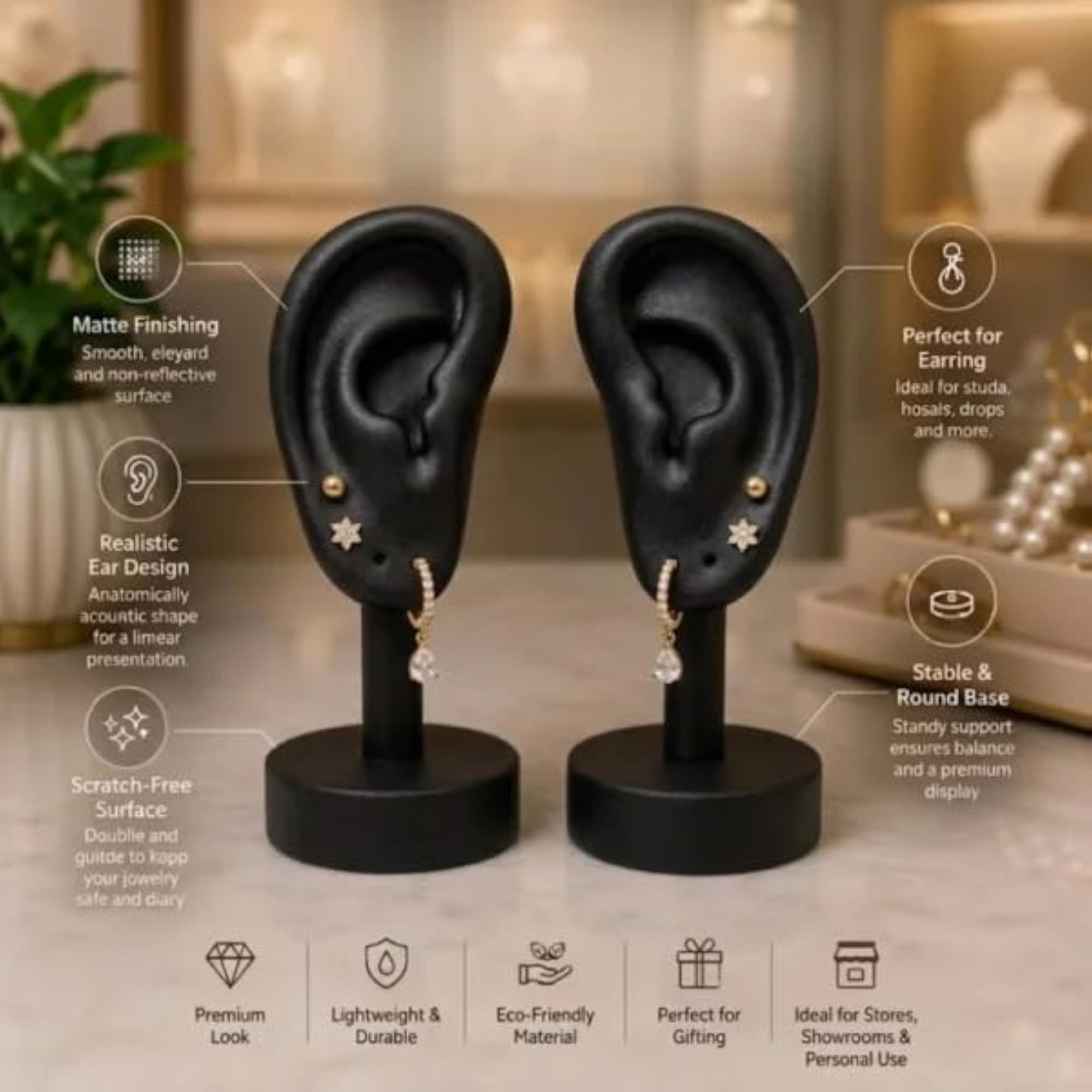 Premium Ear Shaped Earring Display Stand Set