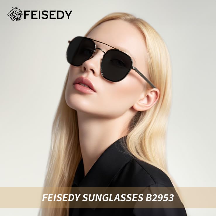 Image of FEISEDY Women Men Square Aviator Sunglasses Gradient Lens Retro Small Metal Shades B2953