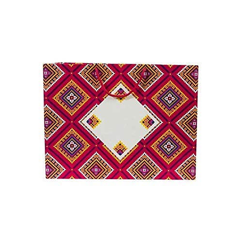 Revashree Craft World Attractive Chunri Print Gift Paper Bag, Size 17 inch (H) x 13 inch (W) x 5 inch (Side), Pack of 10