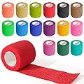 OBTANIM 15 Pack 2 Inches X 5 Yards Self Adhesive Bandage Wrap, Colorful Breathable Cohesive Vet Wrap Rolls Elastic Self-Adherent Tape for Stretch Athletic, Sports, Wrist, Ankle