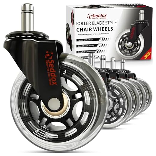 Professional Office Chair Caster Wheels Gift Set of 5 - Protect All Your Floors - 3'' Heavy Duty Replacement Rubber Desk Chair Casters - Best Protection for Your Hardwood Floors