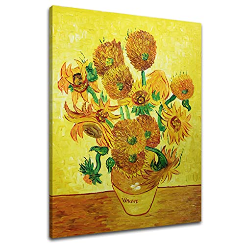 Muzagroo Art Sunflower by Vincent Van Gogh Hand Painted Oil Painting on Canvas Wall Art for Living Room Decor Bedroom and Office Artwork(24x32in)