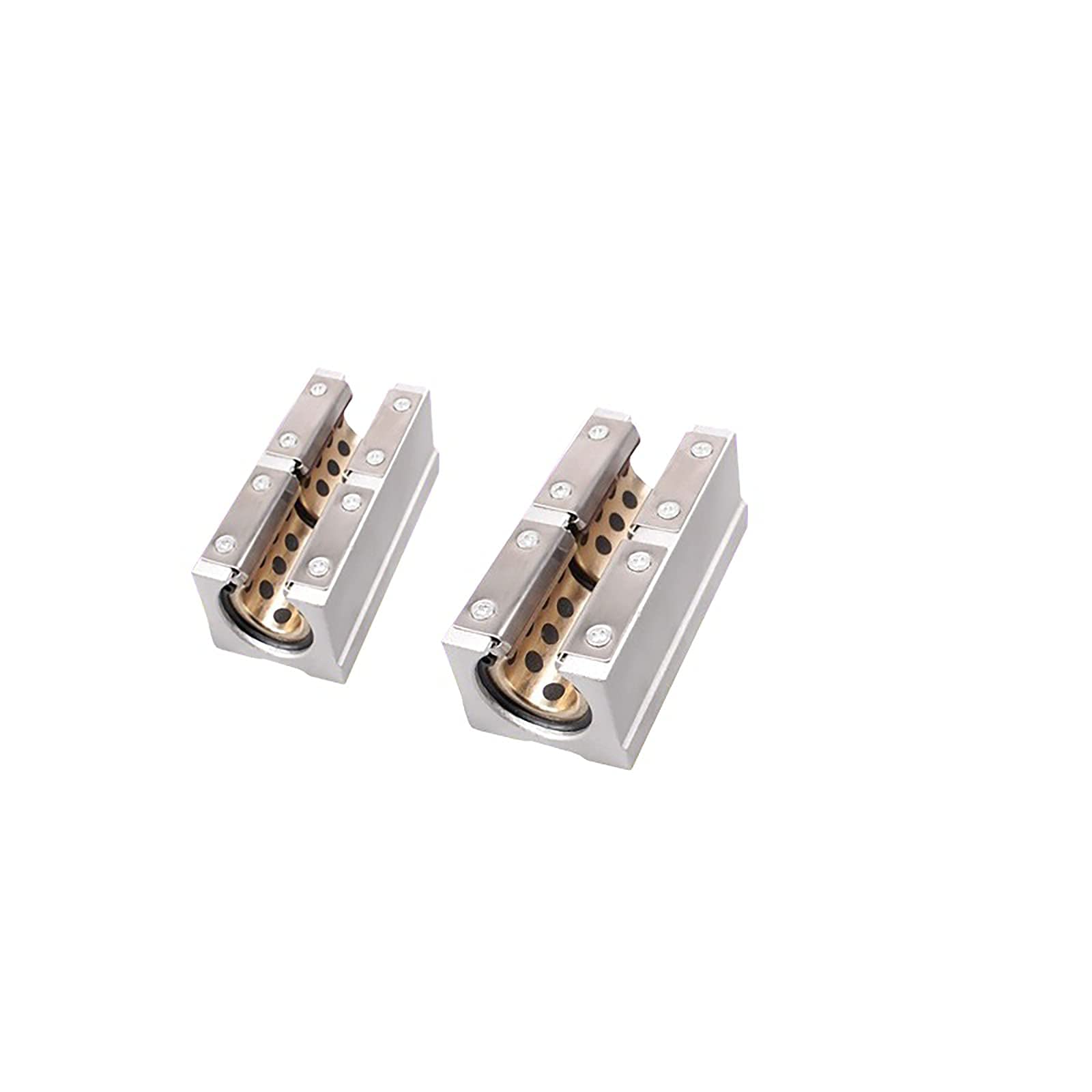 Bopaodao 2 Pcs SBR20LUU SBR20 LUU 20mm Long Linear Motion Slider Block with Graphite Copper Sleeve Inside for 20mm Linear Guide Rail, Aluminum CNC