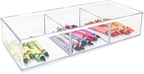 Miniatura 4 de Isaac Jacobs Organizador apilable de acrílico grande de 3 compartimentos (12.9 pulgadas de largo x 5 pulgadas de ancho x 2.7 pulgadas de alto),
