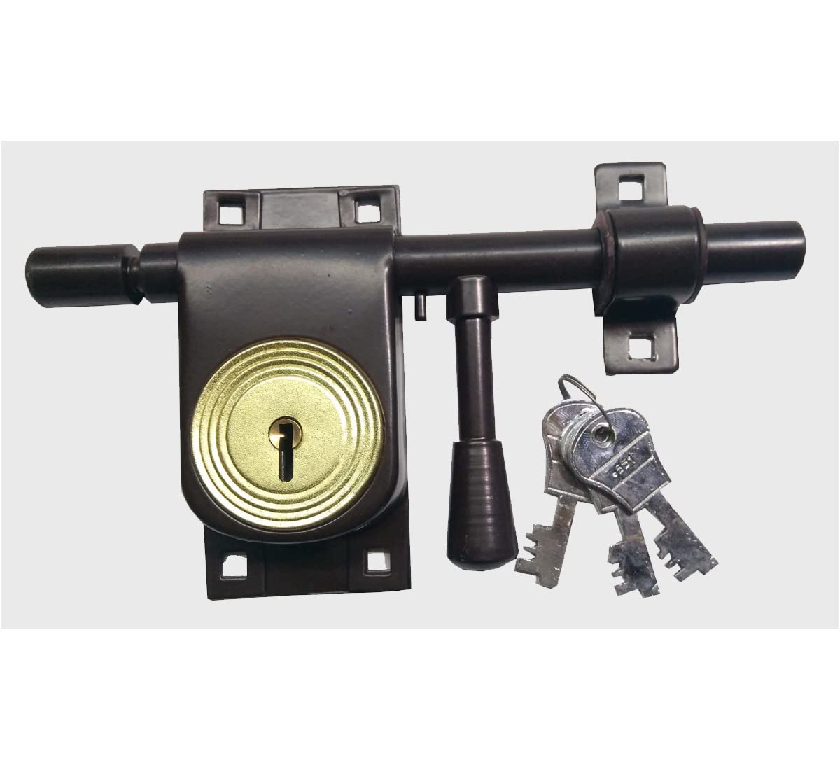 NISHAN Solid Iron Aldrop Rod Lock PC(8 Inches) Brown-image-12