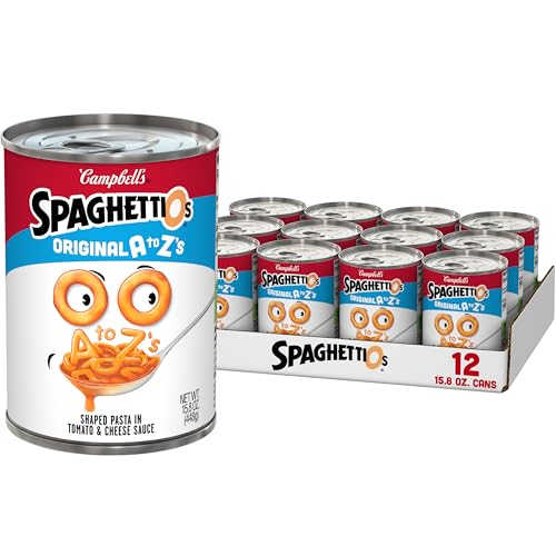 SpaghettiOs Original A to Z's Canned Pasta, Healthy Snack for Kids and Adults, 15.8 OZ Can (Pack of 12)