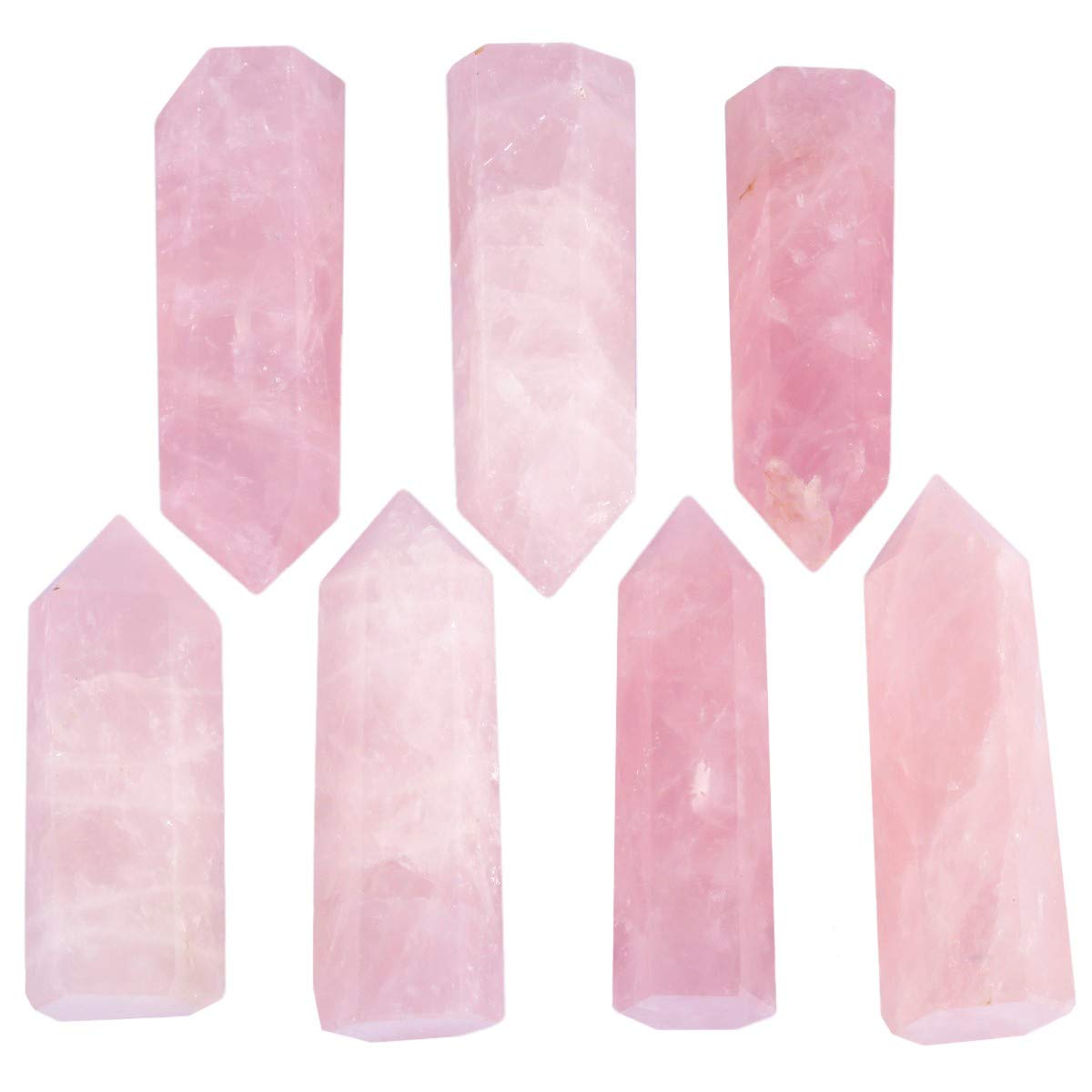 mookaitedecor Cristal de Roche,Améthyste,Quartz Rose,Fluorite Pierre Cristal Naturelle,Baguette Pointe de Cristaux Pierres Guerison