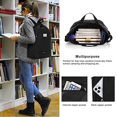 Image of KAMO Drawstring Backpack Bag - Sport Swimming Yoga Backpack with Shoe Compartment, Two Water Bottle Holder for Men Women Large String Backpack Athletic Sackpack for Travel