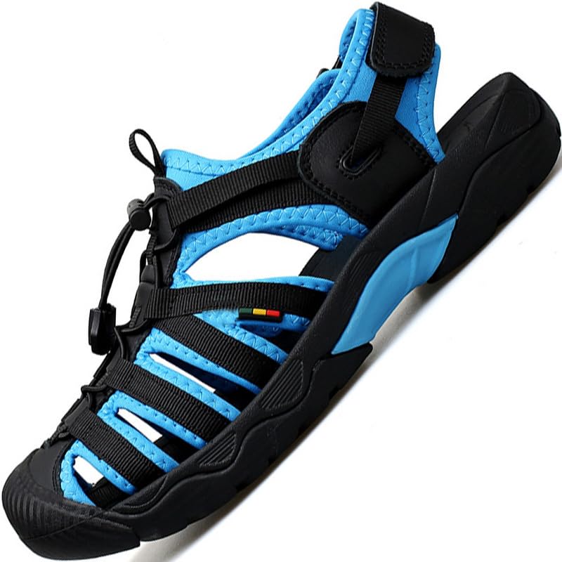 LZDZN Men's Closed Toe Sandals For Men Leather Dress Mens Hiking Man Blue Black Brown Size Summer Flip Flops Slippers Shoes Male Shoe Casual