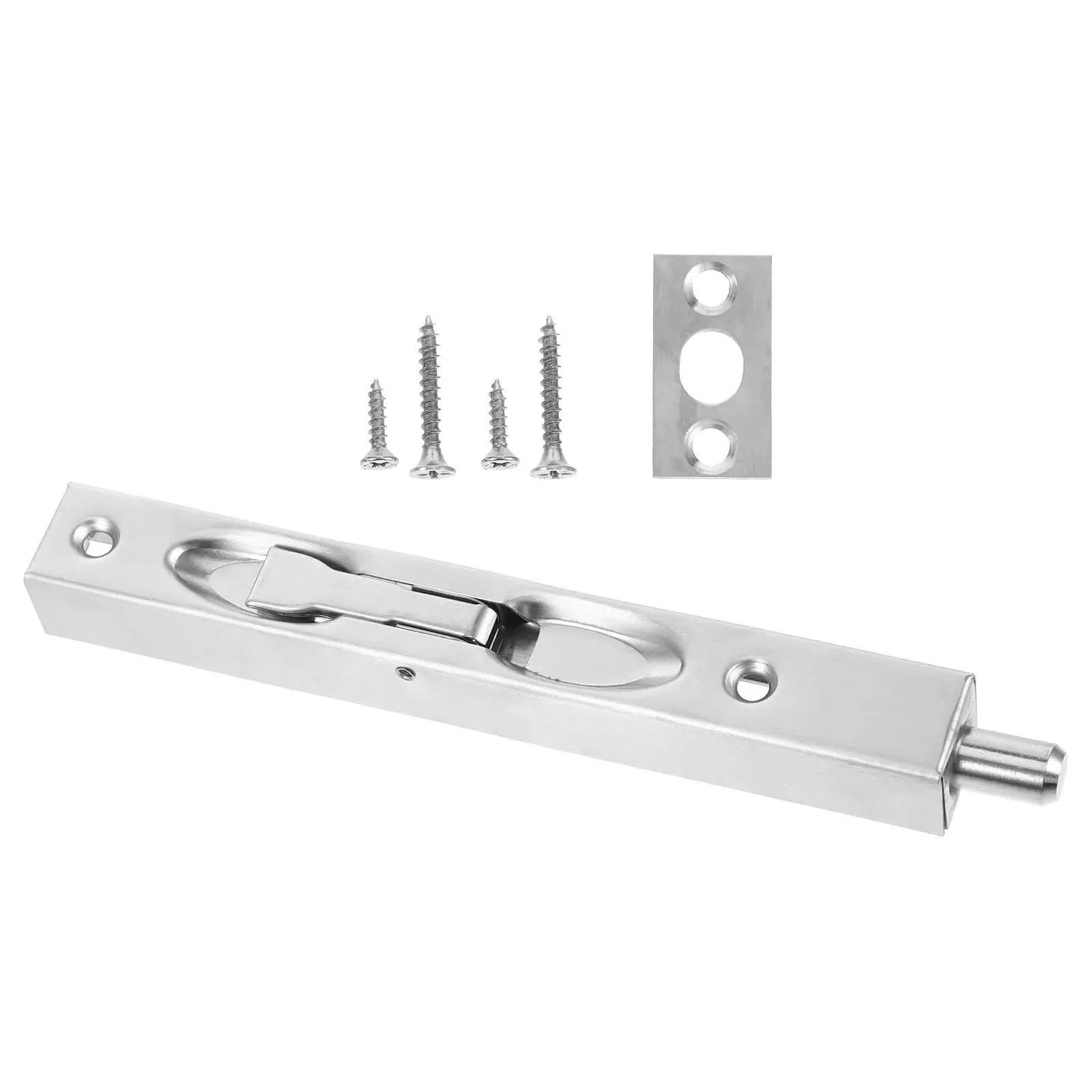 Ayztantine One Color Door Flush Bolt Latch Lock Concealed Door 1Set Stainless Steel Flush Bolt Brushed Silver 6Inch Box Design Security Lock For Sliding Doors Replacement Door For Bedroom, Bathroom