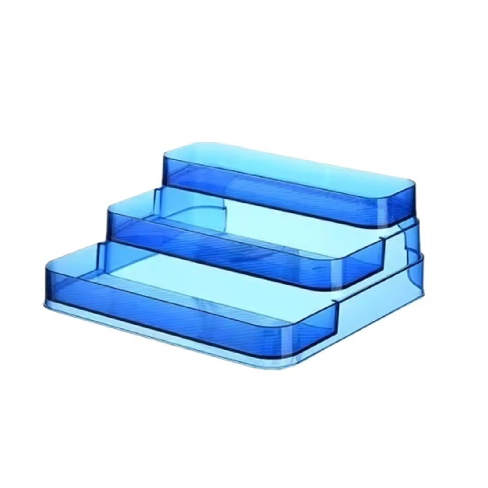 QuxetlRyz Perfume Organiser Display Risers 3 Tier Desktop Perfume Shelf Cosmetic Organizer Storage Rack Doll Display Stand Kitchen Seasoning(Blue)