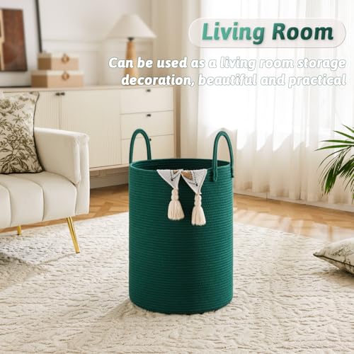 Image of Artfeel Laundry Basket,Woven Cotton Rope Laundry Hamper,40L for Decorative Storage of Dirty Clothes,Toys and Blankets in Bathroom,Baby Room and Living Room