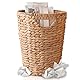 FRIHET Papierkorb geflochten aus Wasserhyazinthe mit Henkel | Aufbewahrungskorb – vielseitig einsetzbar | Mülleimer aus natürlichen Materialien | Ø 24 cm oben, 18 cm unten, H 33 cm