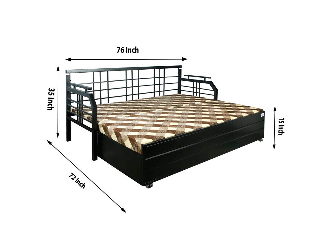 Metal Sofa Cum Bed with Hydraulic Storage King Size Bed Texture Finish – Colour Black by A1 Star Furniture.|A1SFSC10| Metal Sofa Cum Bed with Hydraulic Storage King Size Bed Texture Finish – Colour Black by A1 Star Furniture.|A1SFSC10|