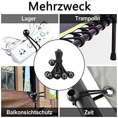 Spanngummis mit Kugel 30-stück,Planenspanner mit Kugel 15cm,Gummispanner für Planen,weidezelt,planenbefestigung,Expanderschlingen,ösen für abdeckplanen(Schwarz)