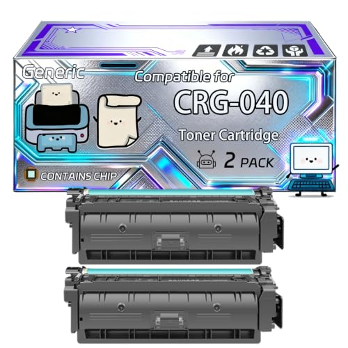 Image of CRG-040 Toner Cartridge Compatible for Canon i-SENSYS LBP-710Cx LBP-712Cx Printers, With Chip, 6300 Pages, Vibrant Colours (2 Pack Black)
