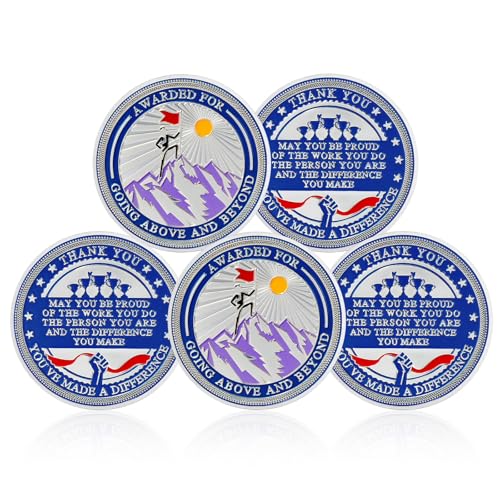 5Pcs Encouragement Challenge Coin-Going Above and Beyond Coins, Appreciation Gifts for Employee Coworkers Teachers Student Staff, Thank You Coins