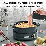 Dezin Electric Shabu Shabu Pot with Removable Pot, 3L Non-Stick Hot Pot Electric with Dual-Power Control, Electric Pot with Tempered Glass Lid for Party, Family Gathering - Image 2