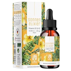 NATURTREU® Vitamin D3 K2 Tropfen hochdosiert & vegan – 20.000 I.E Vitamin D3 + Vitamin K2 MK7 200 mcg pro Dosis (Depot)