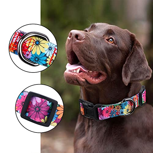 Rhea Rose Girl Dog Collar with Cute Daisy, Pink Sunflowers, Rose Print Animal Print for Small Medium Large Dogs L - Image 3