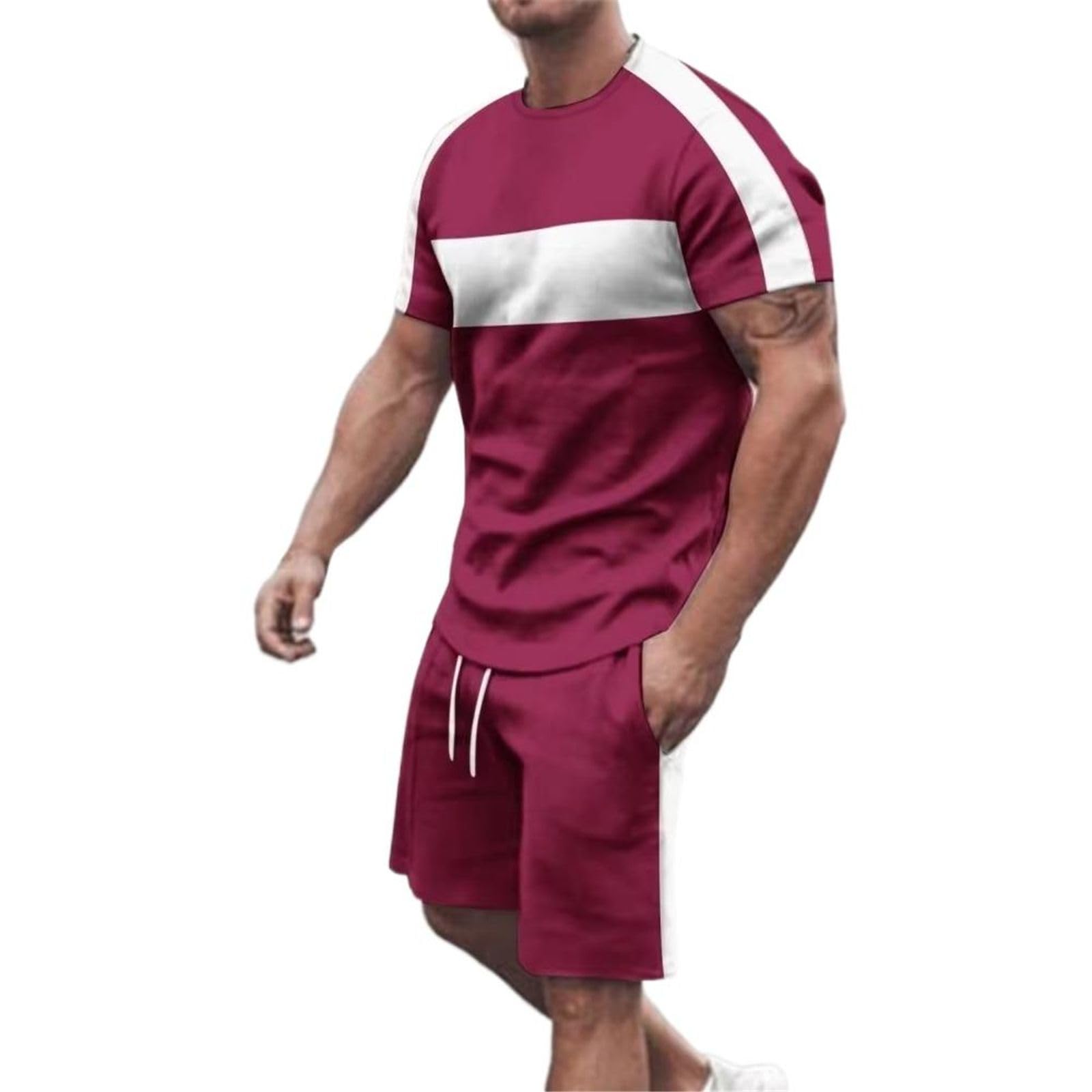 Set da uomo fitness traspirante, maglietta casual e pantaloncini estate