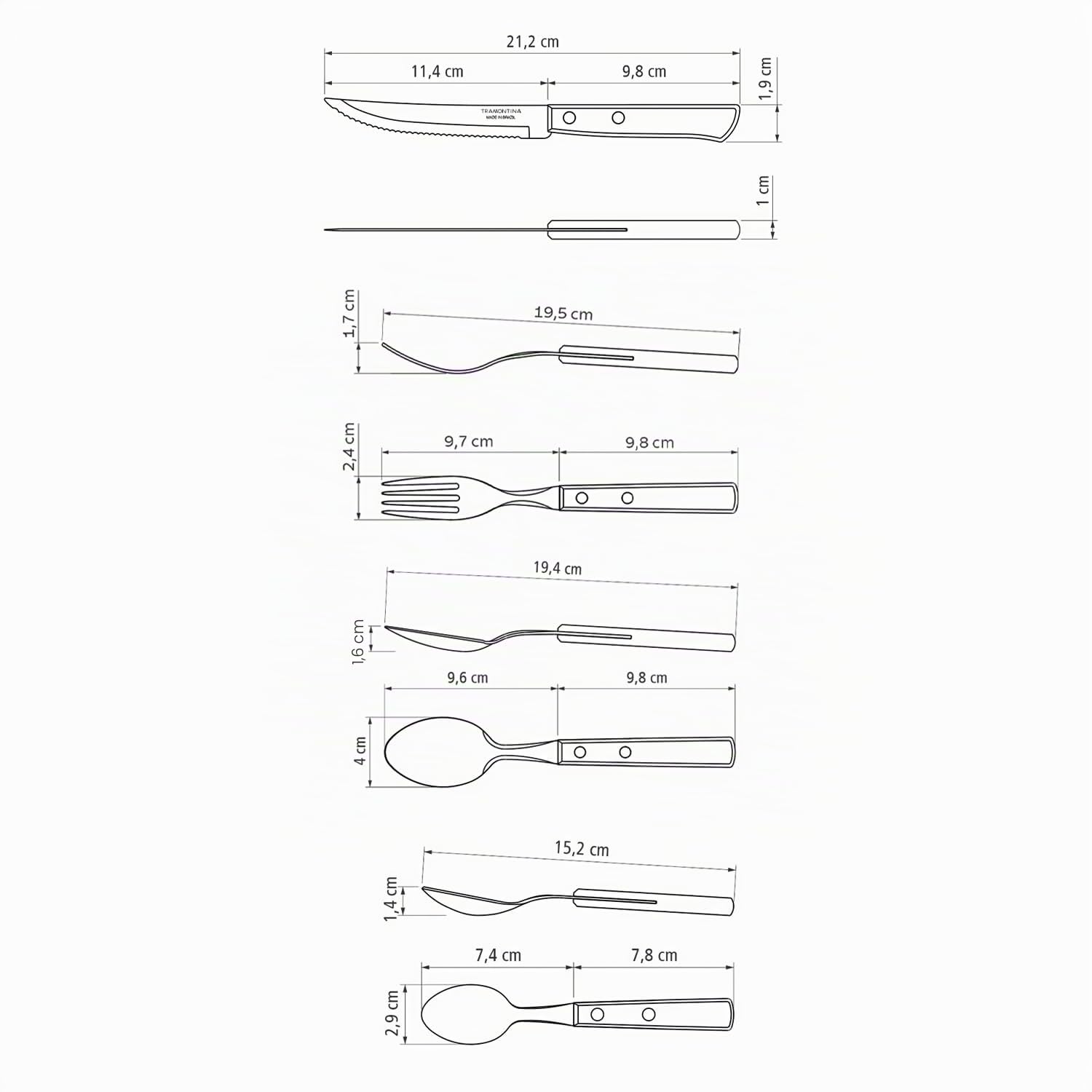 Tramontina Set Posate in Acciaio Inox e Legno Polywood Castagno 24 pezzi