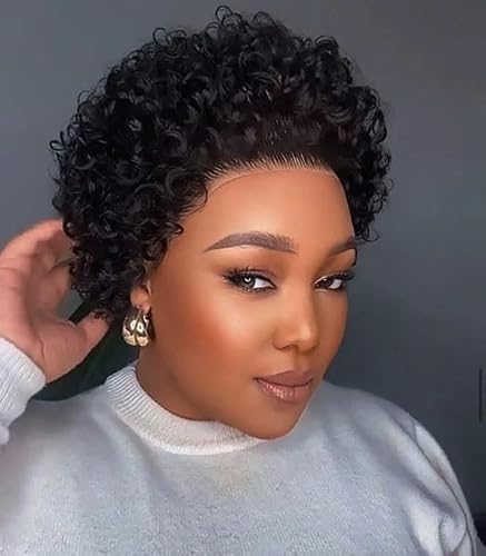 Brazilian Pixie Short Curly Lace Front Human Hair Wig