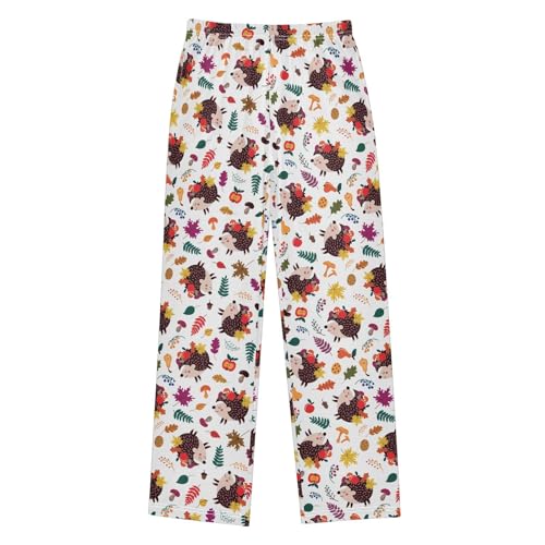 ZZXXB Autumn Hedgehog Leaves Boys Long Pants Soft Trousers Elastic Waist Kids Lounge Bottoms with Pockets S-XL