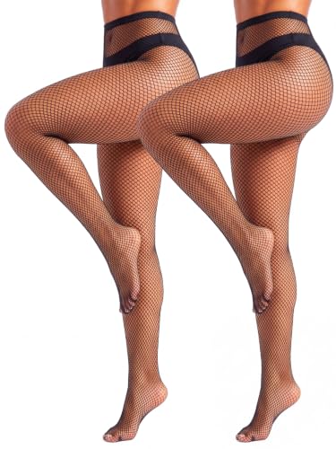 Image of ZINTEDI 2 Pairs Womens Fishnet Stockings High Waist Tights Fishnets Fishnet Tights for Women