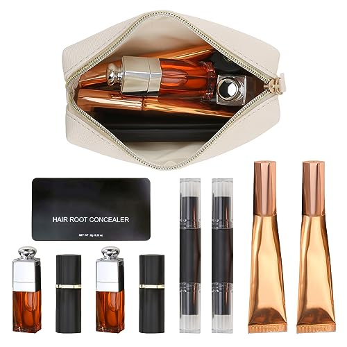 Leather Makeup Bag for Purse Travel, Portable Small Cosmetic Organizer for Women and Girls, Make up Bag with Zipper3