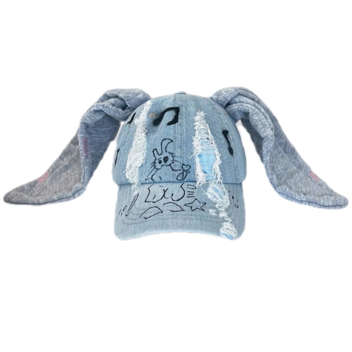 Y2k Hats Jeans Bunny Ears Hat Kpop Outfits for Women Woman's Baseball Cap Hip-hop Beanies Grunge Girl Caps