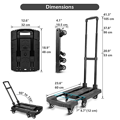 Acroma Folding Luggage Cart, Hand Truck, Dolly Cart, Ideal For Travel, Moving, Shopping, And Package Delivery In Offices And More (500Lbs Heavy Duty With 6 Wheels) #TOP3