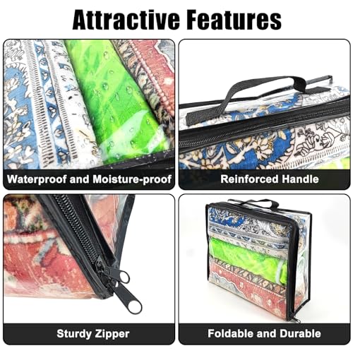 10 Pcs Extra Large Clear Travel Packing Cube，16 x 12 x 4 Clear Vinyl Zippered Storage Bags See Through Moving Bag Plastic Storage Bags PVC Multipurpose Pouch with Handle for clothing Storage3