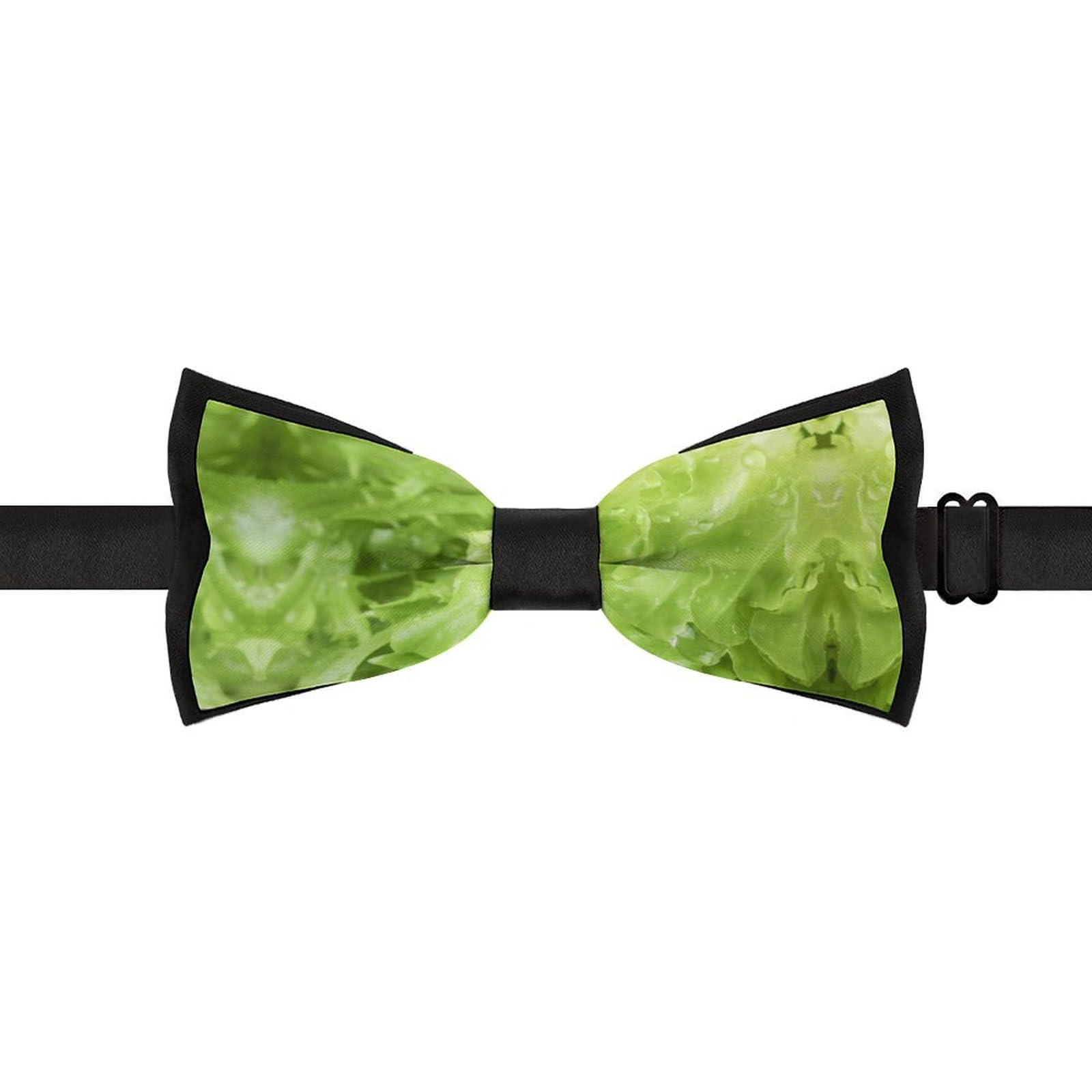 GoasNei Green Lettuce Pattern Bow Tie for Men Adjustable Necktie Funny Tie Neck Ties for Weddings Party