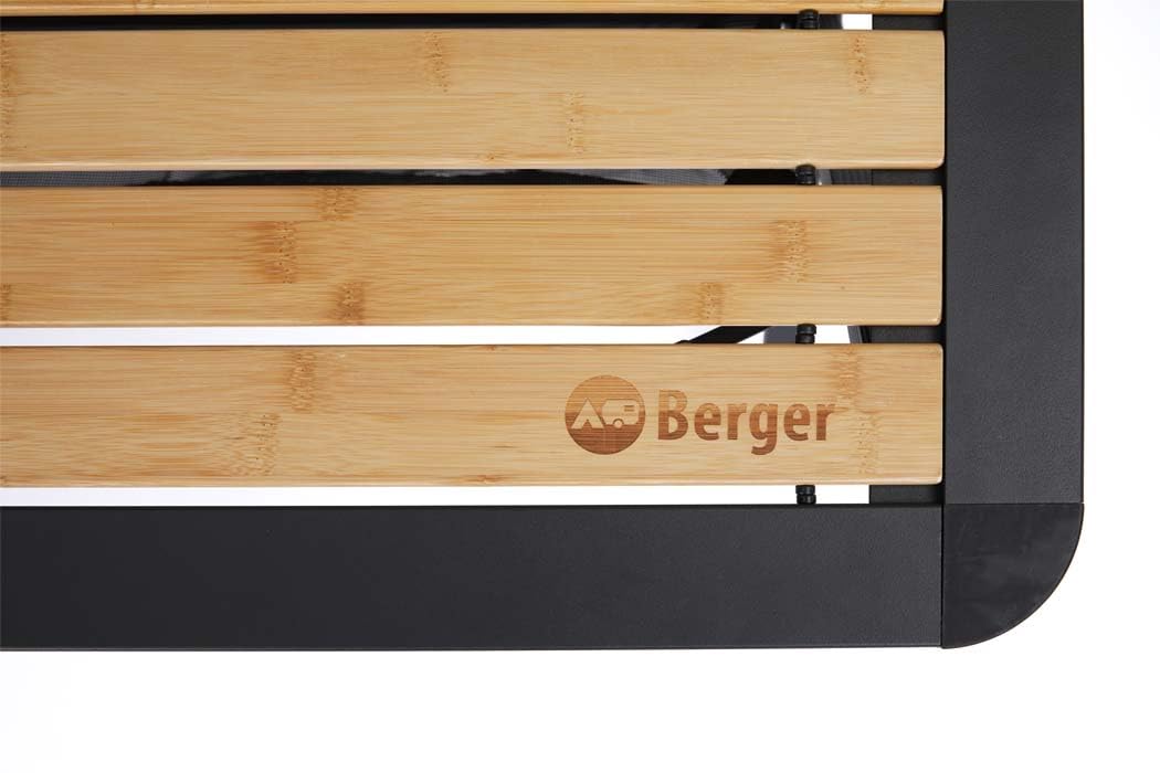 BERGER Alu-Bambus Rolltisch │Markttisch Klapptisch Beistelltisch Gartentisch Campingtisch leicht & wetterfest │klappbarer Multifunktionstisch für Camping Balkon Grillen Märkte Festivals 110x70cm
