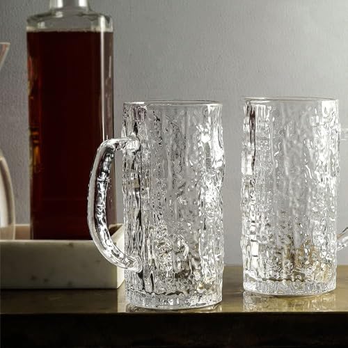 Image of WRINGO High Grade Beer Mugs Set of 2, 550ML Glass Mug with Handle, Large Big Heavy Mugs for Freezer, Multipurpose Mugs, Dishwasher & Microwave Safe (BR-07)