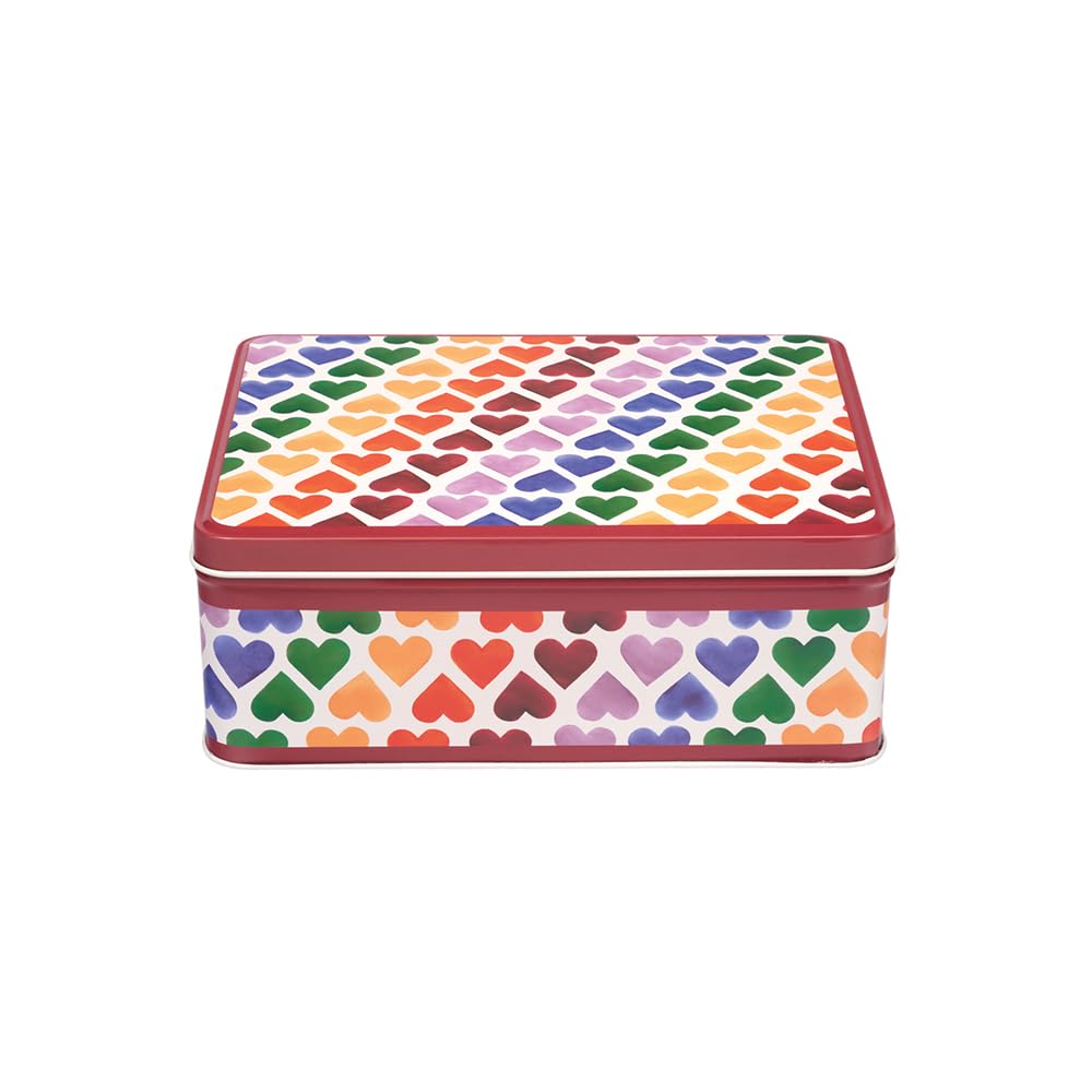 Elite Tins Multi Emma Bridgewater - Rainbow Hearts - Deep Rectangular Tin 195 X 154 X 75 Mm