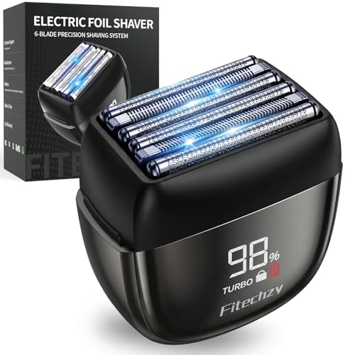 Electric Foil Shaver for Men, 0.05mm Ultra-Thin Foil Electric Razor for Thick Coarse Beard, Upgraded 6 Blades Wet & Dry Cordless Rechargeable Shaver,IPX7 Waterproof Face Shaver for Home Travel Gym