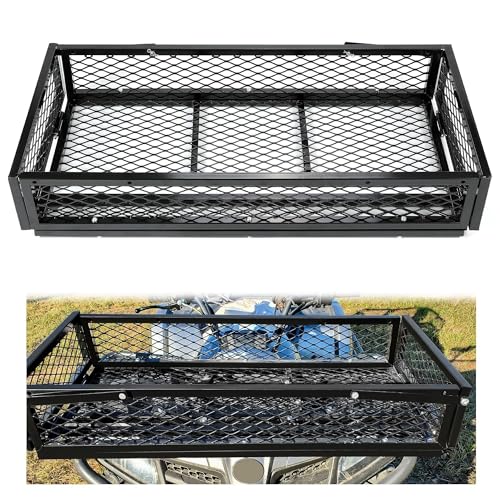 ECOTRIC ATV Front Cargo Basket Heavy Duty Steel Mesh Rack Universal Fit for ATV UTV Front Storage Luggage Carrier 17 x 37 x 7