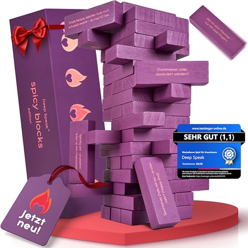 Deep Speak Spicy Blocks Spiele für Paare zu zweit Valentinstag Hochzeitstag & Jahrestag | Paarzeit | Date Night Ideen | Anregendes Spiel mit Fragen & Aufgaben für Erwachsene