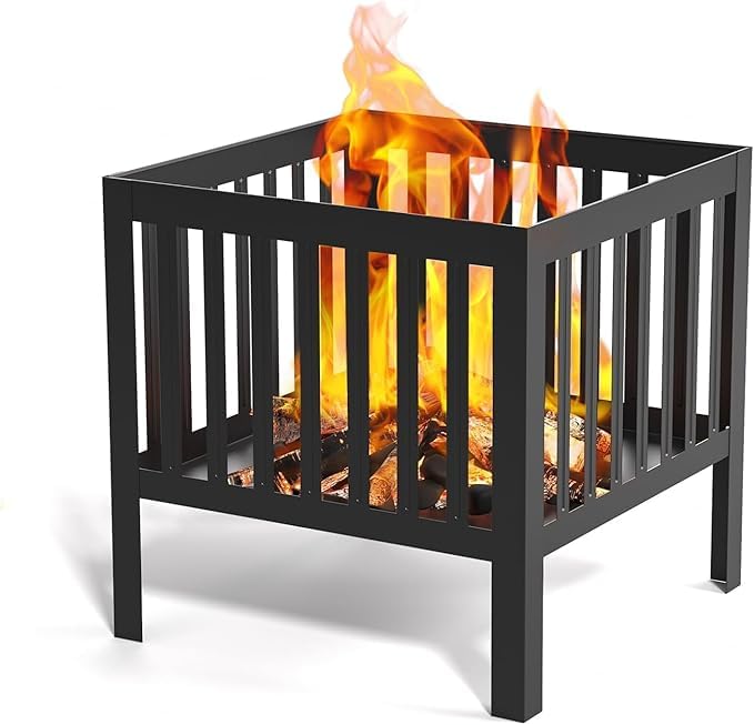 16-Inch Square Steel Grating Fire Pit in Black - Portable and Durable,Perfect for Backyard, Camping, and Bonfire Gathering Outdoor-image-38