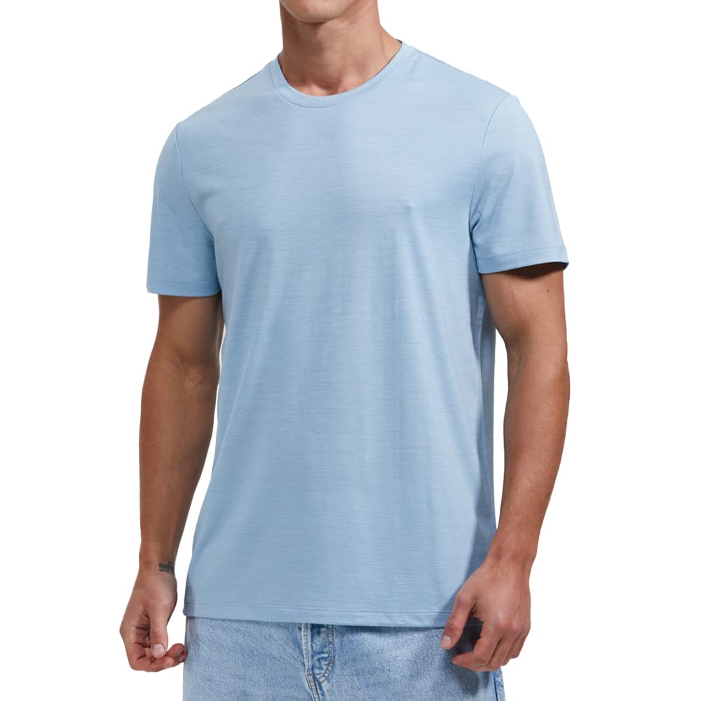Woolinkin Merino Wool Coolmax Blend T Shirt - Men’s Durable Short Sleeve Wool Base Layer - 150 Lightweight