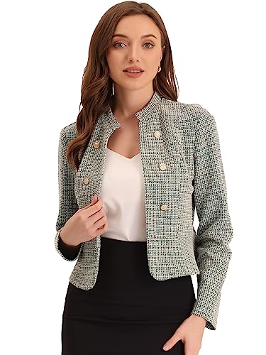 10 Best Tweed Blazers for Women That Elevate Any Outfit 4 Allegra K Vintage Tweed Cropped Blazer Jacket