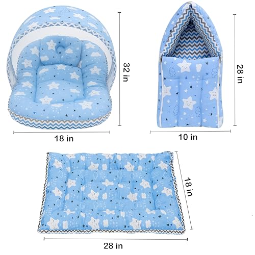 Image of Infantbond by fareto All Season use Baby Essentials Combo | Baby Products | Baby Gift Set | Baby Combo Set for New Born (0-6months)(Pack of 41)(Blue Cloud)