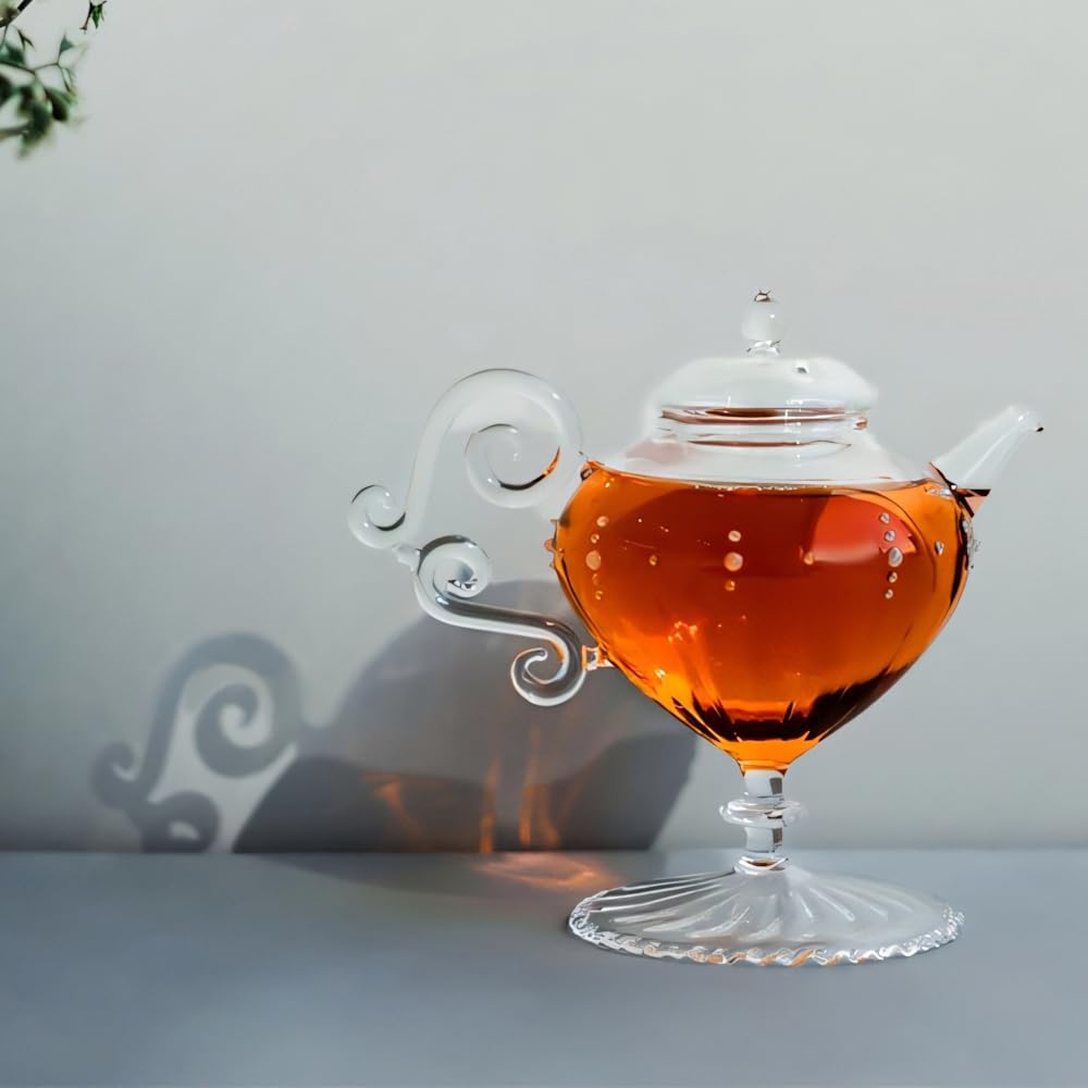 Amazon | IwaiLoft Glass Art 耐熱ガラス ティーポット 高台