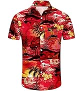 Comdecevis Hawaiian Shirt for Men Tropical Short Sleeve Button Down Aloha Shirts Floral Summer Be...